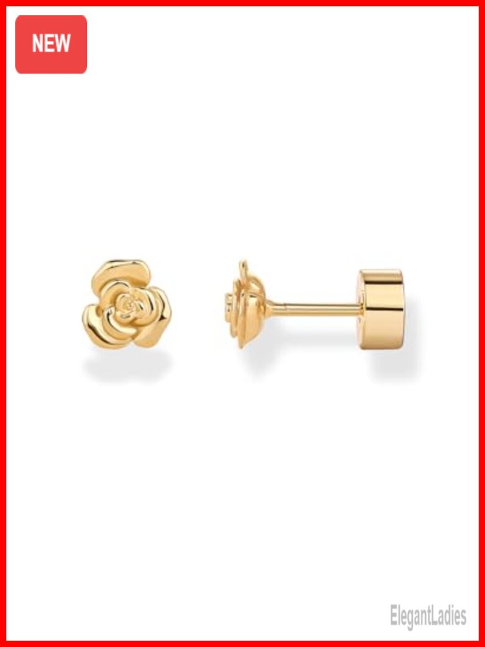 Dainty Flat Back Earrings 14K Gold Plated CZ Stud Screw Back Hypoallergenic